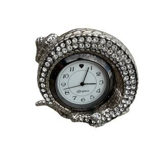 Brighton Silver Tone Rhinestone Alligator Clock Back Later Gator Untested